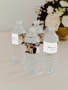 30pcs/20pcs/10pcs Customized Photo Water Bottle Labels, Personalized Celebration Labels, DIY Water Bottle Wrap Stickers, Size 21x5cm, Suitable For Wedding, Birthday, Christening, Wedding, Thank You Stickers And Other Occasions, Multi-Functional, Adjustable, Mildew-Proof, Decorative, Adhesive, Reusable