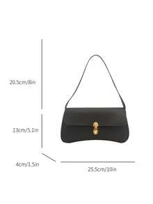 女士亮面漆皮单肩包，适合购物、约会、聚会，2025年新款金属旋锁翻盖斜挎包