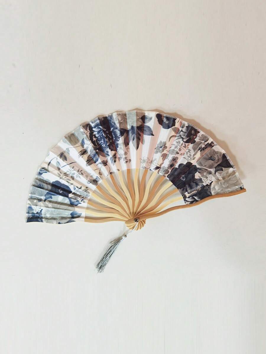 1 件水彩弧形龙骨折扇，古风手扇，便携竹扇 - 龍扇水墨色 - 查看 1