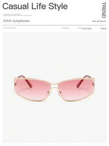 2pcs Y2K Metallic Frame Fashion Glasses, Suitable For Music Festivals, Summer Outings And Travel Accessories - Multicolor - View 6