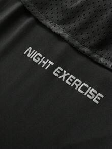 1 Stück Herren feuchtigkeitsableitende Sport-Shorts mit Buchstaben-Muster, elastischer Taille Lässig Fitness Lauf-Tights - Schwarz - Übersicht 5