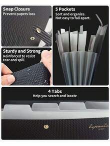 1pc Letter Graphic Random Expanding File Folder, Simple Multi-Layer Accordion Folder For Office, School File Storage Back To School,School Supplies - màu đen - Xem 7