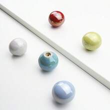 Perillas de cerámica redondas, tiradores decorativos de colores para armarios, aparadores, cajones y muebles infantiles