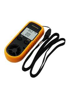 Anemômetro Digital Portátil 0-30m/s – Medidor de Velocidade do Vento e Temperatura Com Visor LCD Retroiluminado / Para Climatologia/ Náutica/ Drones e Esportes ao Ar Livre (-10°C a 45°C) - Amarelo - Visão 2