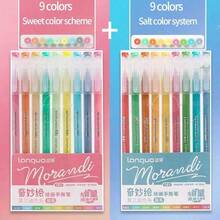 Bộ 9 bút bi Morandi màu, thân trong suốt, mực gel nhiều màu, ngòi 0.6mm, bút chấm, thích hợp để vẽ, tô màu, dùng làm văn phòng phẩm, quà tặng đồ dùng học tập cho học sinh. - Hồng - Xem 14