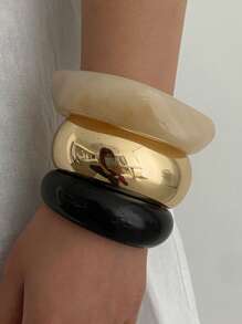1pc Boho Resin Bangle Bracelet, Lightweight & Glamorous For Daily, Casual, Vacation, Party, Street Snap, Unisex Jewelry Gift (The Material And Color Of The Bracelet Are Subject To The Actual Product)