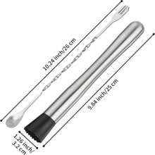 Tifanso Muddler For Cocktails, 10&#34; Muddler And Long Handle Bar Cocktail Mixing Spoon, Stainless Steel Stirrer, Bar Accessories Tools For Mojitos Fruit Drinks