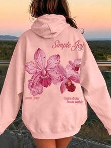 1PC Girls Fresh & Sweet Flower Print Hoodie, Soft & Comfortable, Spring & Autumn Daily Casual Wear