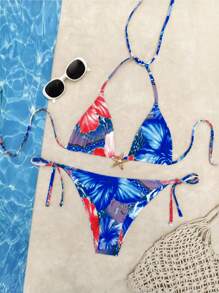 2pcs/Set Sexy Leopard & Flower Print Metal Starfish Decor Personalized Bikini Swimwear, Beach Pool Swimwear For Ladies (Color Randomly Chosen), Red And Purple Leopard Grain, Removable Swimwear Pads, Summer Dresses For Women, Summer Clothes Women, Festival, Skirts, Ibiza Outfits, Swimwear Women, Bikini Set, Swimming Costume Women, Beach Wear Women, Holiday Co Ord, Beach Dress, Bikinis For Women Sets, Swimwear