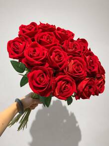 1/3/5/10/20pcs Red Rose Artificial Bridal Bouquet, Faux Flower Flower Arrangement Decoration, Fake Rose Artificial Rose For Valentine's Day Gifts, Wedding Party, Home Decoration, Birthday Gifts,Wedding Decorations,Fall Decor