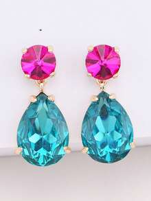 ACEHLN 1 par de pendientes de botón de aleación de zinc con estilo norteamericano con colgante de gota de cristal, pendientes de lujo decorados con diamante de imitación para bodas y ocasiones formales - Estilo 1 - Ver 9