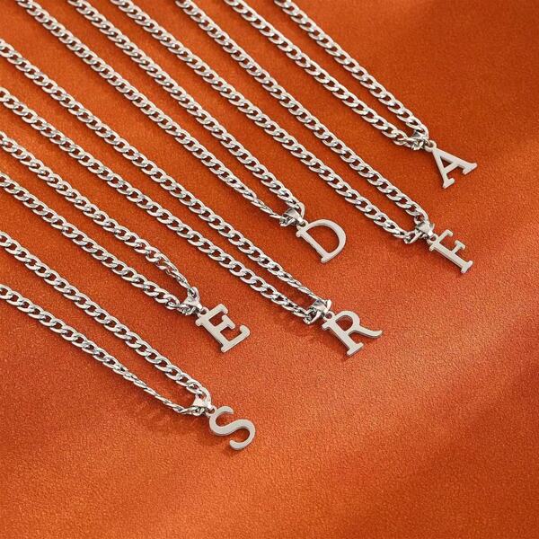 1pc Stainless Steel Initial Pendant Necklace