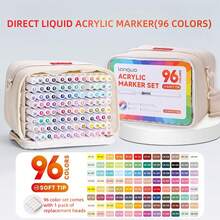 Languo 240/192/96 色专业丙烯马克笔带收纳袋 - 软头笔尖，防水绘图笔，适合学生使用，适合艺术专业绘画、木材、金属、陶瓷、织物、鸡蛋、艺术工艺品和创意项目，圣诞礼物
