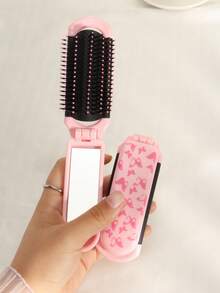 1/2pcs/Set Foldable Comb & Hair Clip Combo Set, Floral, Butterfly, Heart Printed Design, Portable Folding Comb, Hair Clips, Suitable For Students, Women, Holiday Gifts ,Hair Styling Kit ,Hair Tool Kit - Multicolor - View 18