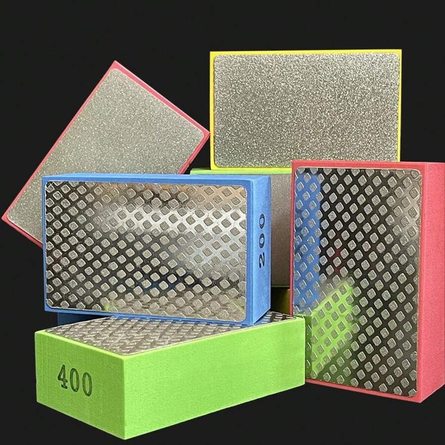 Almohadillas de Pulido Manual de Diamante para Azulejos, Vidrio, Bloque Abrasivo, Almohadilla de Pulido para Piedra, Mármol, Cerámica, Disco de Lijado Abrasivo, Herramientas de Pulido - Arena amarilla de malla 60 - Ver 1