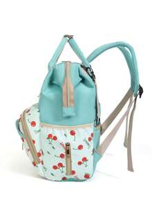 1pc Fashionable Mummy Backpack, Large Capacity Diaper Bag, Portable Maternity & Baby Bag, Can Be Hung On Stroller - Green - View 4