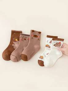 5 双可爱水豚儿童袜子 | 可爱水豚中筒袜，适合男孩女孩 | 适合所有四季 | 婴儿洗礼装饰 | 学校袜子 | 儿童旅行必需品 | 开学第一天 | 万圣节装饰感恩节圣诞节圣诞节礼物 - 彩色 - 查看 5