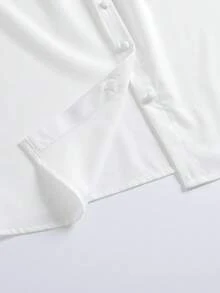 2025 New White Chiffon Short Sleeve Blouse, Workwear Acetate Satin Collar Professional Office Tops, Summer Fashion - trắng - Xem 5