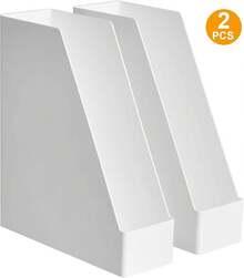 caja de almacenamiento  Basics - Organizador de escritorio de plástico, revistero, blanco, paquete de 2 - blanco - Ver 3