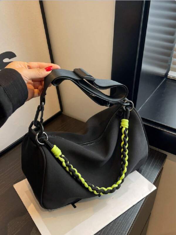 Bolso cruzado casual de nylon trenzado con decoración colorida y de estilo elegante