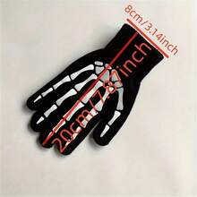 1 双万圣节骷髅针织手套，夜光，户外骑行针织手套 - 彩色 - 查看 3