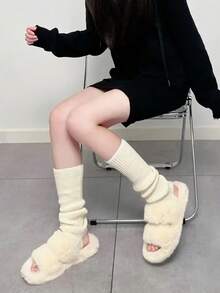 2件装女士冬季腿套，女孩健身腿套，羊毛混纺宽松针织长袜，Y2K风格芭蕾/舞蹈长筒袜圣诞礼物 - A款多色 - 查看 14