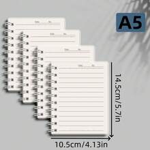 160頁螺旋裝訂透明筆記本，PP封面線圈筆記本，橫向筆記本，適用於學校、工作、書寫、日記，100GSM厚紙，柔軟塑料封面厚筆記本，學校用品，開學季 - 黑與白 - 查看 8