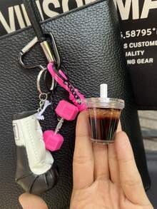 健身套装挂绳，PVC健身系列，软橡胶钥匙扣，杠铃和哑铃装饰吊坠，包包挂饰和珠宝配件，情侣吊坠，背包装饰钥匙扣，包包汽车配件，女士款 - 彩色 - 查看 6