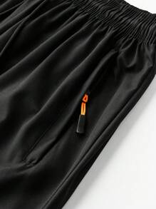 Plus Size Men's Ice Silk Casual Shorts, Outdoor Sports Running Fitness Reflective Stripe Knee Length Pants