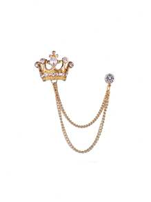 1pc European & American Style Luxury Men's Suit Brooch, Rhinestone Crown Emblem Vintage Lapel Pin Office Accessories Shirts Jacket Jewelry Christmas Halloween Autumn-Winter Accessories,Suitable For Teens, Youth,Men,Casual, Outdoor, Athletic, Vacation, Graduation Gifts, Birthday, Daily Wear Clothes Pin Funny Cute Teacher Gifts