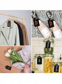100pcs/Set Kraft Brown, Black And White Paper Tags With String Attached Labels Display Tags Brown Price Tags With String Writable Hang Tags For Clothing, Jewelry, Clothes DIY Crafts Wedding Holiday And Retail Display