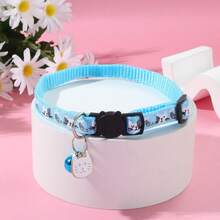 1pc Adjustable Cartoon Cat Collar With Bell, Polyester Fiber, Breakaway Buckle - Essential, Pet Accessories For Cats And Small Dogs - Multicolor - View 13