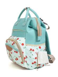 1pc Fashionable Mummy Backpack, Large Capacity Diaper Bag, Portable Maternity & Baby Bag, Can Be Hung On Stroller - Green - View 8