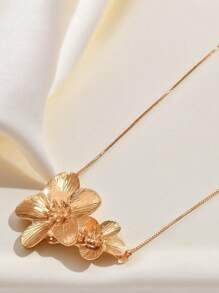 1 pieza Collar dorado de flor ajustable, elegante y de verano, joyería floral de diseño elegante y de alta gama para mujer, adecuado para uso diario, playa, fiesta y regalo