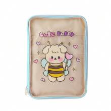 Borsa piatta trasparente e carina a forma di orso, borsa a mano piccola in PVC con tigre carina adatta per iPad/tablet da 11, 10,5 o 10,2 pollici, organizer per cancelleria scolastica