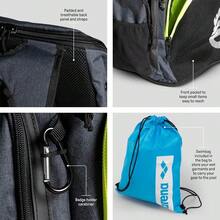 ARENA Team 45 Backpack Swimming Athlete Sports Gym Rucksack Large Training Gear Equipment Swim Bag For Men Women 45 Liters - 海軍藍混色 - 查看 3