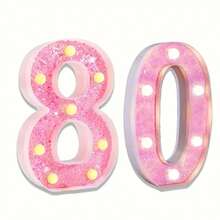 1 件 LED 发光数字装饰、多功能派对背景标牌、生日、周年纪念、婚礼、酒吧墙壁装饰 - 耐用塑料派对装饰、节日设计、易于安装、家居装饰、现代照明、装饰照明、数字灯标志、派对装饰标志、白色/粉色亮片、电池供电（不含电池） - 暖白光 - 查看 23