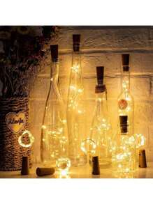 3/7/10 pièces Guirlandes lumineuses de 20 LED avec bouchon pour bouteille de vin, fil argenté de 6,6 pi, guirlandes lumineuses de fée à piles pour bouteilles d'alcool, artisanat, fête, bar, Noël, mariage, décoration