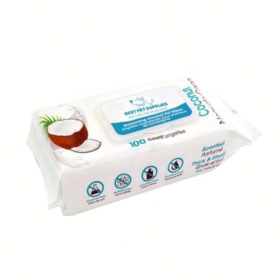 [JUN CAN]Best Pet Supplies Pet Wipes For Dogs Dog Wipes Cleaning Deodorizing For Coats Ears Paws Moisturizing Coconut 100 Count - 保濕椰子 - 查看 1