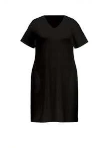 Los Angeles Cityscape With Palm Trees And Neon Text Summer Dresses For Women Casual Sundress Beach Pocket Loose Plus - 黑色 - 查看 2