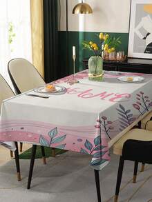 1 块定制矩形花卉桌布，添加您自己的文字，个性化桌布，防油且可擦拭，快速提升客厅氛围，营造舒适的家居氛围，适合婚礼、派对、餐厅、户外、野餐、所有季节和节假日