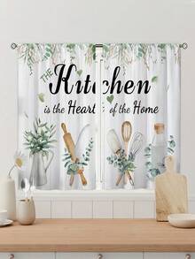 2 件植物印花厨房窗帘，无孔窗帘，短窗帘，适用于卧室办公室厨房客厅书房家居装饰 - 彩色 - 查看 4