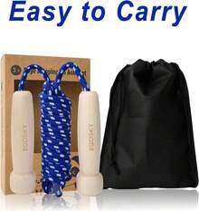 Jump Rope For Women Men  S,   Adjustable Wooden Handle Skipping Rope For Adult Boys Girls Fitness Exercise Outdoor Activity (Blue)