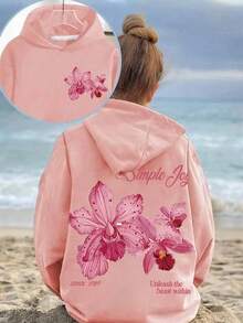1PC Girls Fresh & Sweet Flower Print Hoodie, Soft & Comfortable, Spring & Autumn Daily Casual Wear