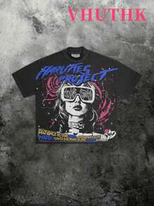 VHUTHK (180 Cotton T-Shirt)     Spirit Girl        Print Men's Summer Round Neck Short Sleeve Casual Cotton Print