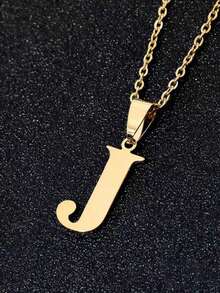 1 pezzo Semplice e alla moda collana con pendente a lettera 26 in acciaio inossidabile, adatta per uso quotidiano, un ottimo regalo per gli amici - Multicolore - Visualizzare 16