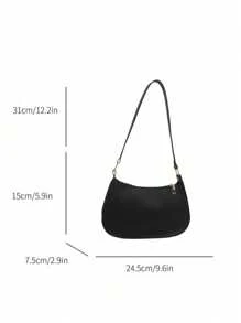 Solid Color Minimalist Zipper Closure Shou Ider Bag Stylish Simple Crescent Bag, Zipper Shoulder Bag, Faux Leather Solid Color Purse, Burg Undy Bag& New Year Ideal Gift, Fashionable Burgun Dy Bag