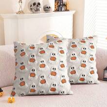 1 pièce Housse de coussin décorative en forme de petit fantôme citrouille pour l'automne, housse de coussin moelleuse et douce pour la décoration de la pièce pendant la récolte d'automne, la Thanksgiving/Halloween. Décoration d'Halloween pour la maison. - Multicolore - Voir 6