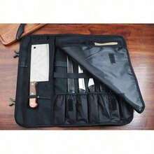 16 Pockets Chef Knife Bag Portable Kitchen Slicing Japanese Santoku Cleaver Knife Roll Bag Outdoor Carry Case Storage Pocket