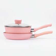 1 pieza/2 piezas Juego de utensilios de cocina antiadherentes color rosa, sartén, olla, sartén para panqueques, mini lindo - Multicolor - Ver 8